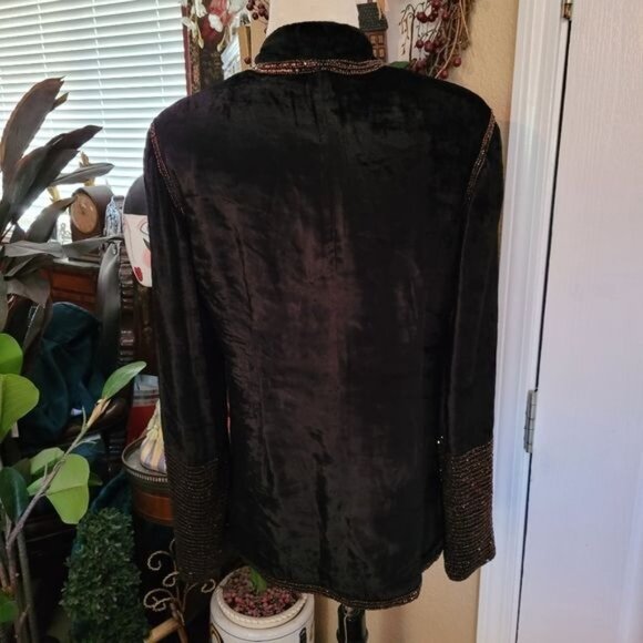 Soft Surroundings Velvet Jacket Blac Heavy Beading Beads Formal Small cute - Picture 8 of 9